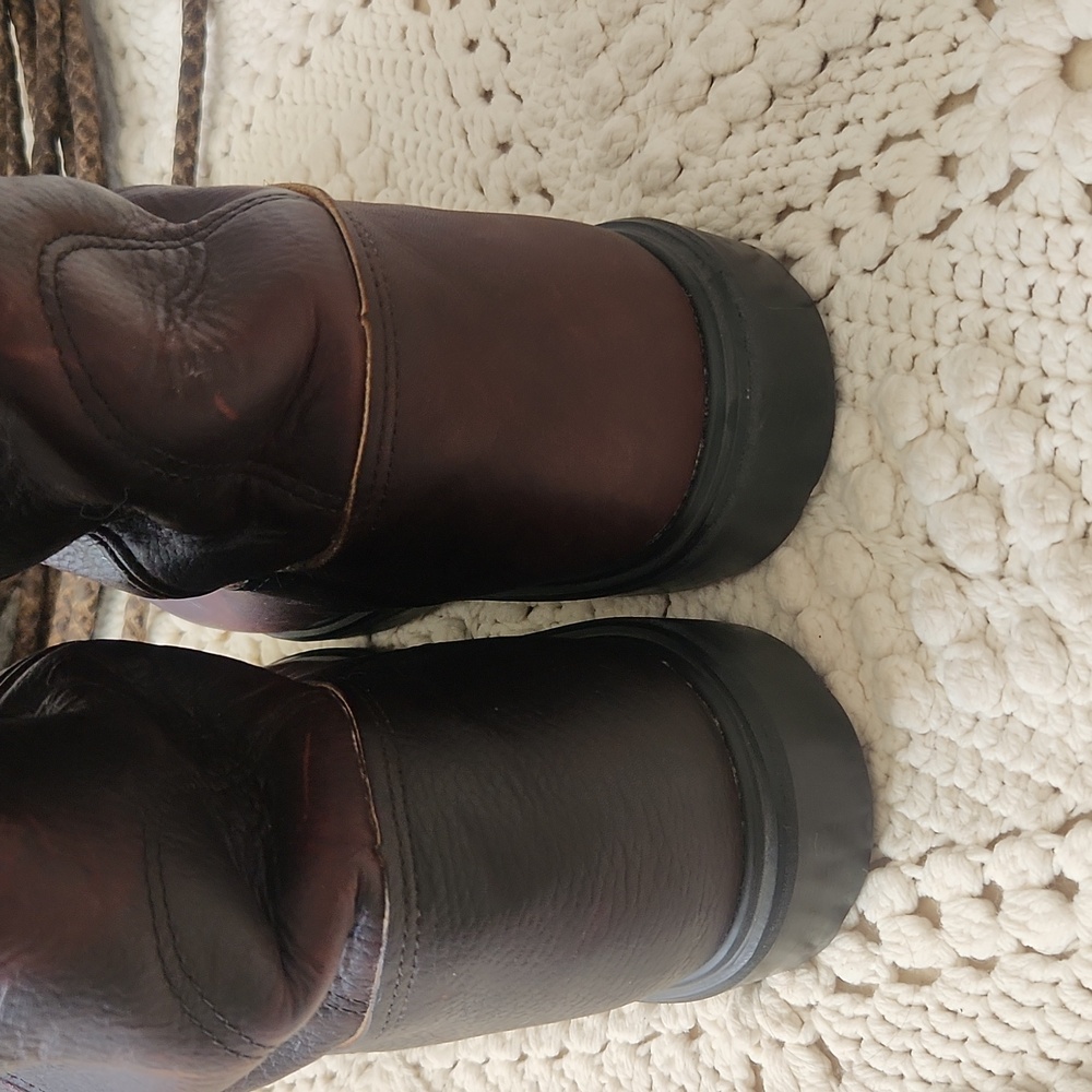 Men's Brown Leather Pull-On Work Boots - Picture 10 of 10